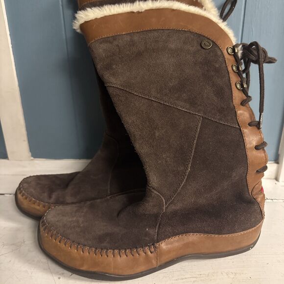 THE NORTH FACE PrimaLoft Brown SUEDE 200 GRAM INSULATED WATERPROOF BOOTS Size 9 - Picture 4 of 13